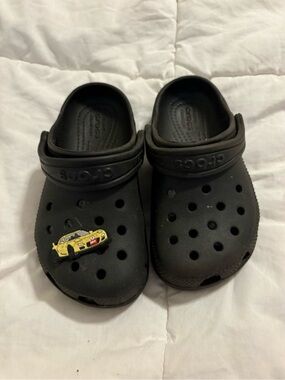 CROCS Kids Black Clogs with Yellow Car Charm